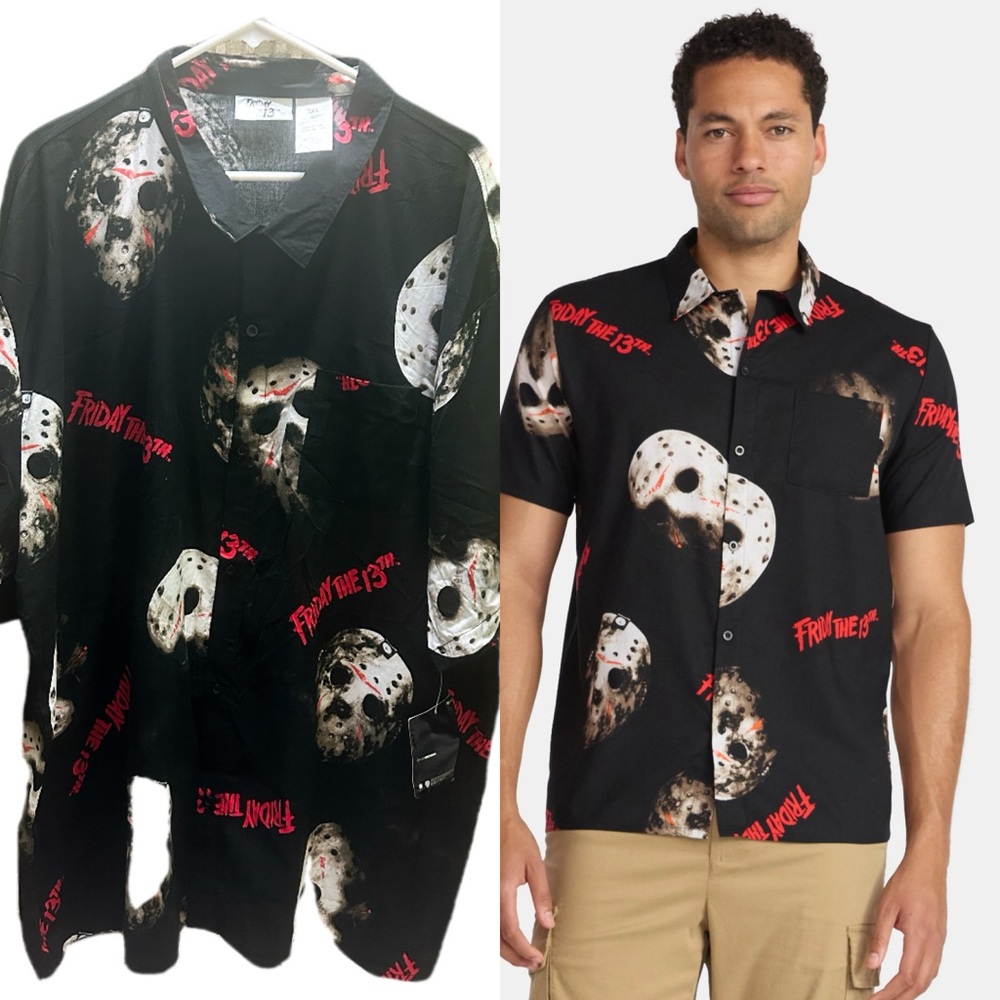 Warner Bros. Friday The 13Th Black and Red Graphic Men's Shirt 3XL